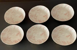 10 Strawberry Street Egg Shaped Bowl, Gold Tone /Pink Floral Easter Set Of 6 NEW - Picture 1 of 8