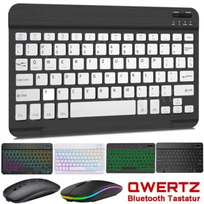 DE Bluetooth Tastatur Kabellos Maus Für iPad Android IOS Tablet PC Laptop QWERTZ - Bild 1 von 4