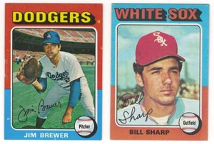 LOTE DE 2 MINI TARJETAS DE BÉISBOL 1975 TOPPS # 163 JIM BREWER Y # 373 ¡BILLETE AFILADO!! - Imagen 1 de 2