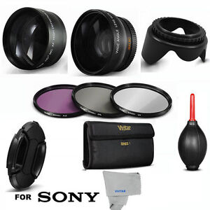 PRO 55MM WIDE ANGLE MACRO LENS +2X HD 55MM ZOOM LENS + FILTERS FOR SONY FDR-AX53
