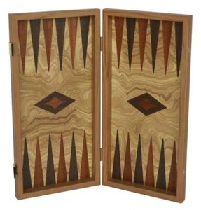Manopoulos traditionelles 15" Backgammon-Set aus Olivenholz - Olivenholzdame - Bild 1 von 4