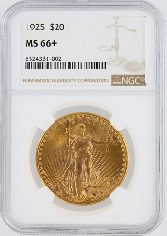 1925 Saint Gaudens NGC MS66+ $20 Double Eagle Stunning Flashy Gem Coin Cover