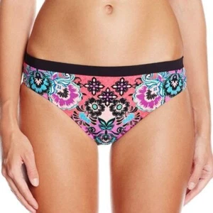 Nanette Lepore Raspberry Batik-style Standard Hipster Bikini Swimsuit Bottom; S - Picture 1 of 11