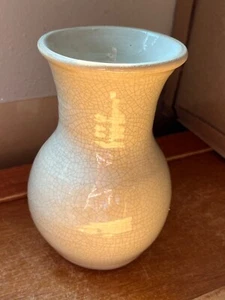 Rowe Pottery Works Marked Crackle Glaze Cream Small Cabinet Vase - 6.25 inches - Picture 1 of 16