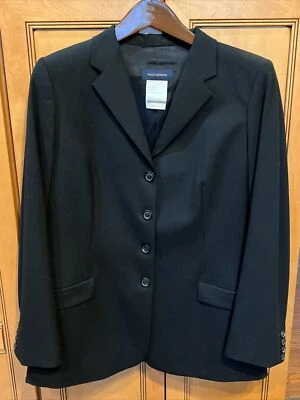 Chaqueta Blazer Piazza Sempione Mujer Talla 46 Negra Lana Elastizada Cuatro Botones Foto 1 de 4