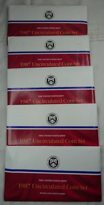 (5) 1987 P & D US Mint Uncirculated Sets 50 Coins OGP Original Envelopes BU - Image 1 of 4