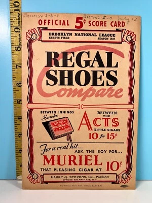 🔥13 July 1937 Brooklyn Dodgers v Braves Baseball Program Scored HIGH GRADE 🔥 - Image 1 of 4