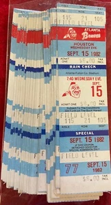 1982 NOLAN RYAN ASTROS 204th Win Full Ticket VS Braves MINT - Picture 1 of 1