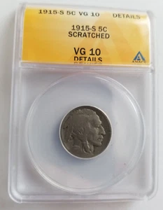 1915 S Buffalo Nickel 5c - VG 10 - Picture 1 of 4