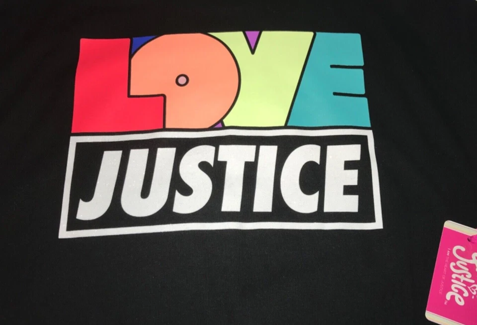 JUSTICE GIRLS NUEVA XL PLUS POLAR SUDADERA LETRAS BRILLANTES AMOR GRÁFICO Foto 1 de 4