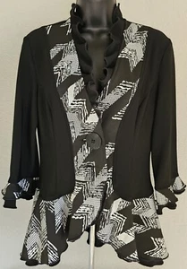 Joseph Ribkoff Womens Cardigan Shirt Size 6 Black White - Picture 1 of 24