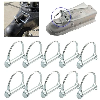 10X M6*70mm Trailer Coupler Hitch Pin Lock Shape Heavy Duty Towing Safety Lock - Image 1 of 4