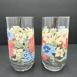 "Juego de 2 vasos florales vintage MCM 6"" de alto Lilly Pansy floral" - Imagen 1 de 3