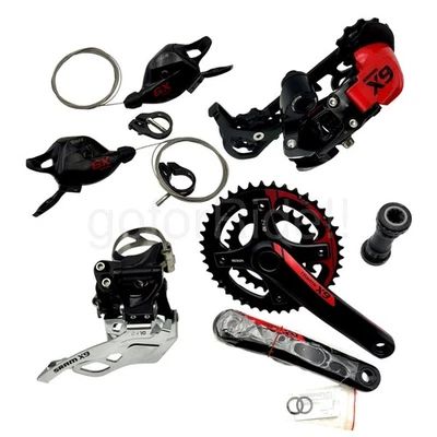 SRAM X9 2x10 Spd MTB bike build kit 4pc Crankset,Shifter,Front+Rear Derailleur - Image 1 of 4