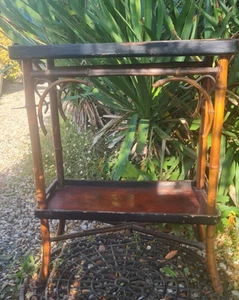 ANTIQUE JAPANESE DESSERT TABLE PART BAMBOO AND WOOD ART DECO - Picture 1 of 16