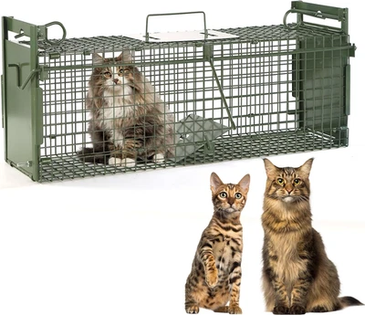 40" 2-Door Large Live Animal Traps for Stray Cats up to 17.6 pounds, Raccoons, S - Image 1 of 4