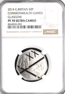 2014 50p Glasgow Commonwealth Games Proof PF70 NGC Fifty Britain Royal Mint - Picture 1 of 2