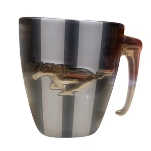 Ford Mustang Black & White Stripe Mug Silver Mustang & Handle - Picture 1 of 6