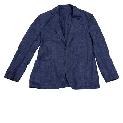 Lardini Men's Blazer Jacket Blue Flax Wool Made in Italy Size 56 7REG - Image 1 of 4