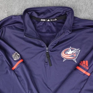 Columbus Blue Jackets Shirt Mens 3XL NHL Adidas Pullover Quarter Zip Sweater Top - Picture 1 of 14