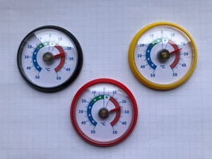 Set Kühlschrank-Thermometer, analog, 3 Farben, schwarz/rot/gelb - Bild 1 von 1