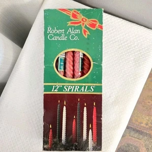 Vtg Robert Alan Taper Twisted Wax Candles 12 Red 12" Christmas Spiral Valentine - Picture 1 of 5