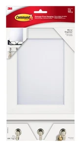 Command Mirror Organizer with 3 Key Hooks and Small Ledge, Holds up to 2 lb, ... - Picture 1 of 8