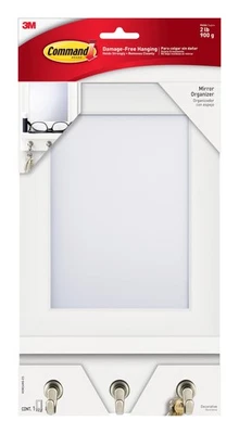 Command Mirror Organizer with 3 Key Hooks and Small Ledge, Holds up to 2 lb, ... - Image 1 of 4