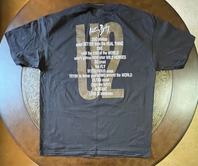 Maglietta Vintage 1992 U2 ZOO TV Tour, Attenzione Baby Set List XL RARA - MAI INDOSSATA - Immagine 1 di 4
