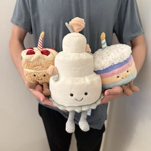 Jellycat Cake Bundle (3): Wedding, Rainbow, And Birthday Cake - Brand New W Tags - Picture 1 of 9