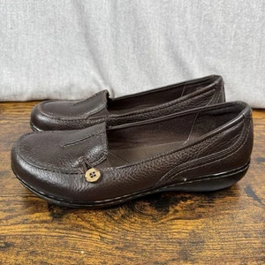 Clarks Bendables geknöpfte braune Leder-Slipper Halbschuhe Damenschuhe Größe 8,5M - Bild 1 von 13