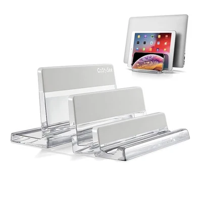 3-Slot Vertical Laptop Stand Laptop Holder for Desk Made of Premium Acrylic t... - Image 1 of 4