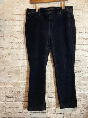 Talbots Flawless Corduroy Pants Womens 12 Petite Black Straight Leg Five Pocket - Image 1 of 4