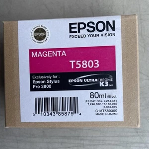 Nuevo En Caja Sellada Genuina Epson Pro 3800 3880 Magenta 80ml Tinta K3 T5803 Caducada - Imagen 1 de 1