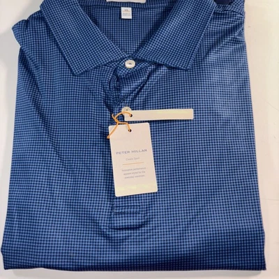 Polo Peter Millar Hombre Gingham Performance TALLA: XL COLOR: Azul Marino ¡NUEVO! Foto 1 de 4