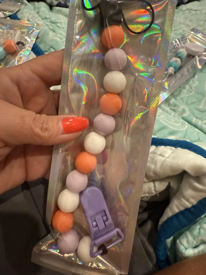 Silicone Beaded Pacifier Clip with Multicolor Beads - Image 1 of 1