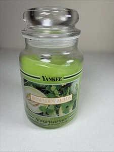 Retired Glass Jar Honeydew Melon Yankee Housewarmer Candle Black Band 22 ounce - Picture 1 of 8