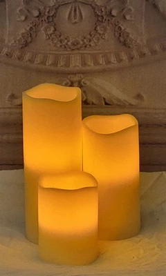 Victorian Trading Co Ivory Flicker Candles Flameless Set of 3 16d - Image 1 of 2