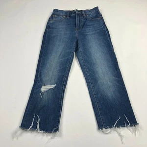 Madewell High Rise The Perfect Vintage Crop Jeans 23 (Actual 24W 20.5L) Raw Hem - Picture 1 of 9