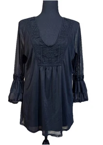 Verve Ami Embroidered Tunic Black Size XL Whimsigoth Dark Romantic Fairy Grunge - Picture 1 of 13
