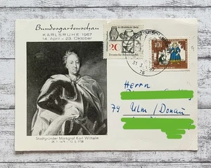 1967 Bundesgartenschau Karlsruhe Deutsche Bundespost Briefmarke Ganzsache Deko - Picture 1 of 2