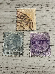 3 Very Old Ceylon Used British Colony Stamps- Lot A-63 - Foto 1 di 2