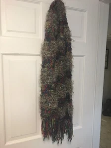 Handmade Multicolor Fall Colors Scarf w/ Fringe Long Soft 6 FT x 11"  - Picture 1 of 4