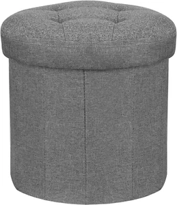 New Round Ottoman with Storage, Folding Footstool, Glam Living Room/Bedroom - Picture 1 of 12