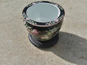 Seltene chinesische Porzellan Fischschale Famille Noir Übertopf Tongzhi Mark alt - Bild 1 von 12