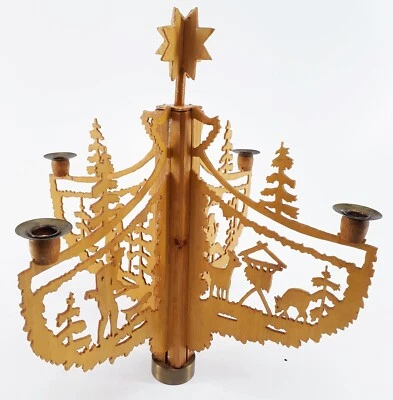 Holz Weihnachtsleuchter Kerzenständer Kerzenhalter Pyramidenform Handarbeit - Bild 1 von 4