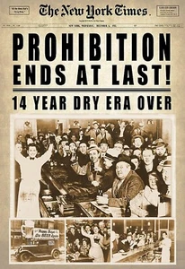 Póster Prohibition Ends New York tamaños hasta 24 x 36 impresiones y letreros de hojalata - Imagen 1 de 1