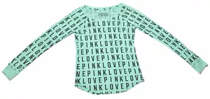 Victoira's Secret Pink Sleep Shirt Top Woman's Junior Size Medium M Green L/S - Picture 1 of 8