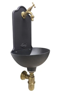 FONDERIA BONGIOVANNI Fontana a muro Malta colore ghisa con rubinetto e sifone in ottone casa