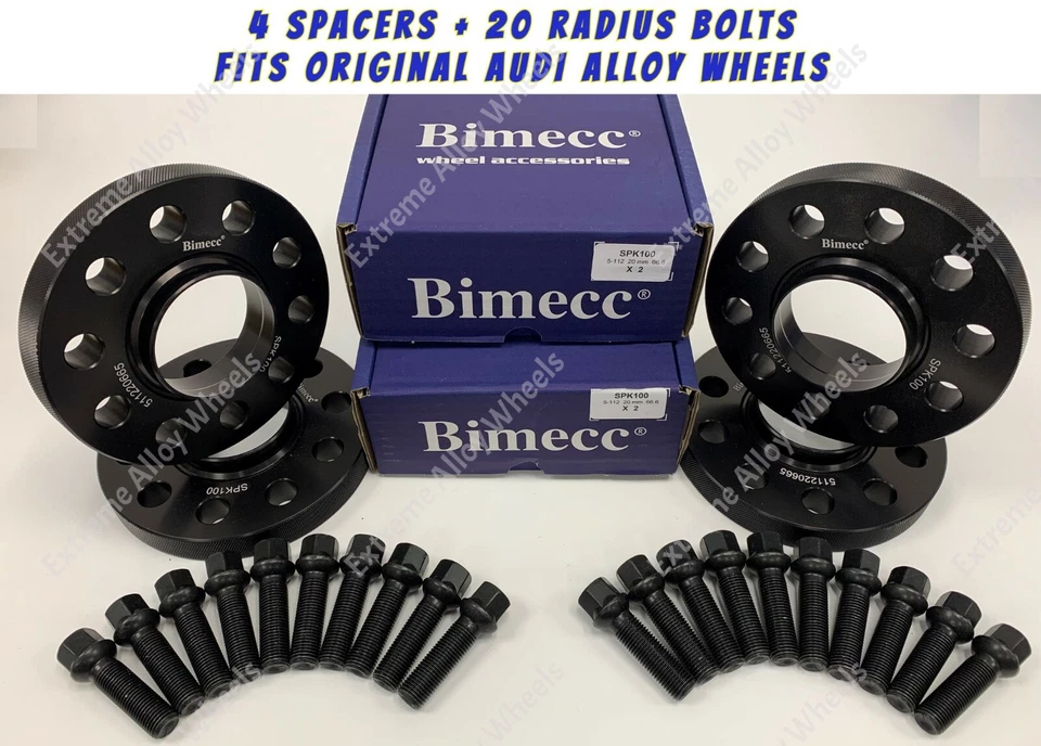 Espaciadores de rueda negros 12 mm 15 mm para Audi A3 >2003 TT >2006 A1 radio de aleación perno 57 Foto 1 de 4